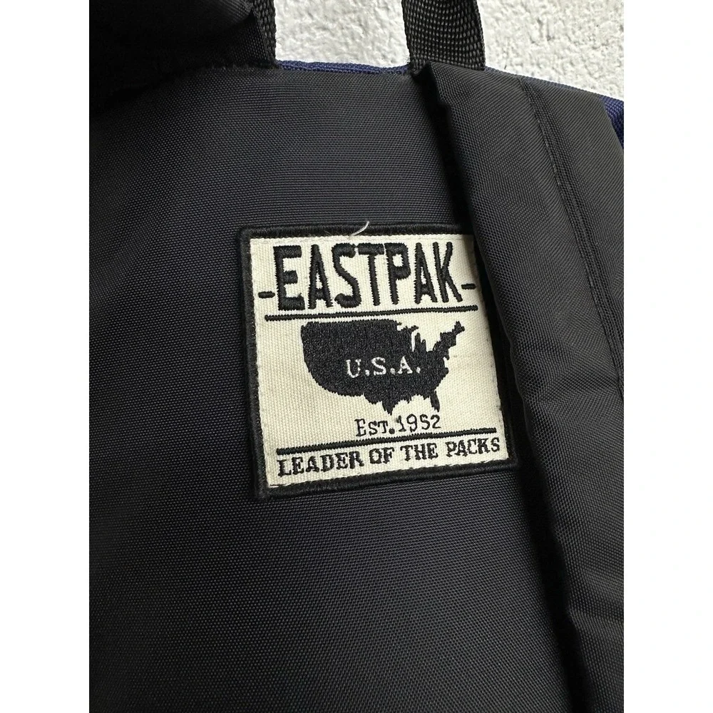 EASTPAK Rowlo Leather Bottom‎ Flip Top Backpack / Navy Blue